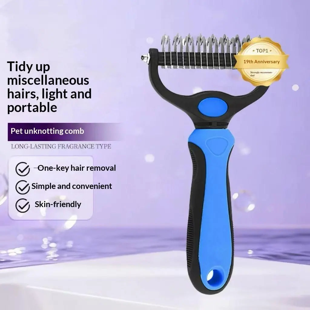 Pet Dematting Undercoat Rake, Double-Sided Deshedding Brush for Dogs & Cats, Pain-Free Tangle Remover, Reduces Shedding & Mats, Grooming Tool, #Summervibers,#