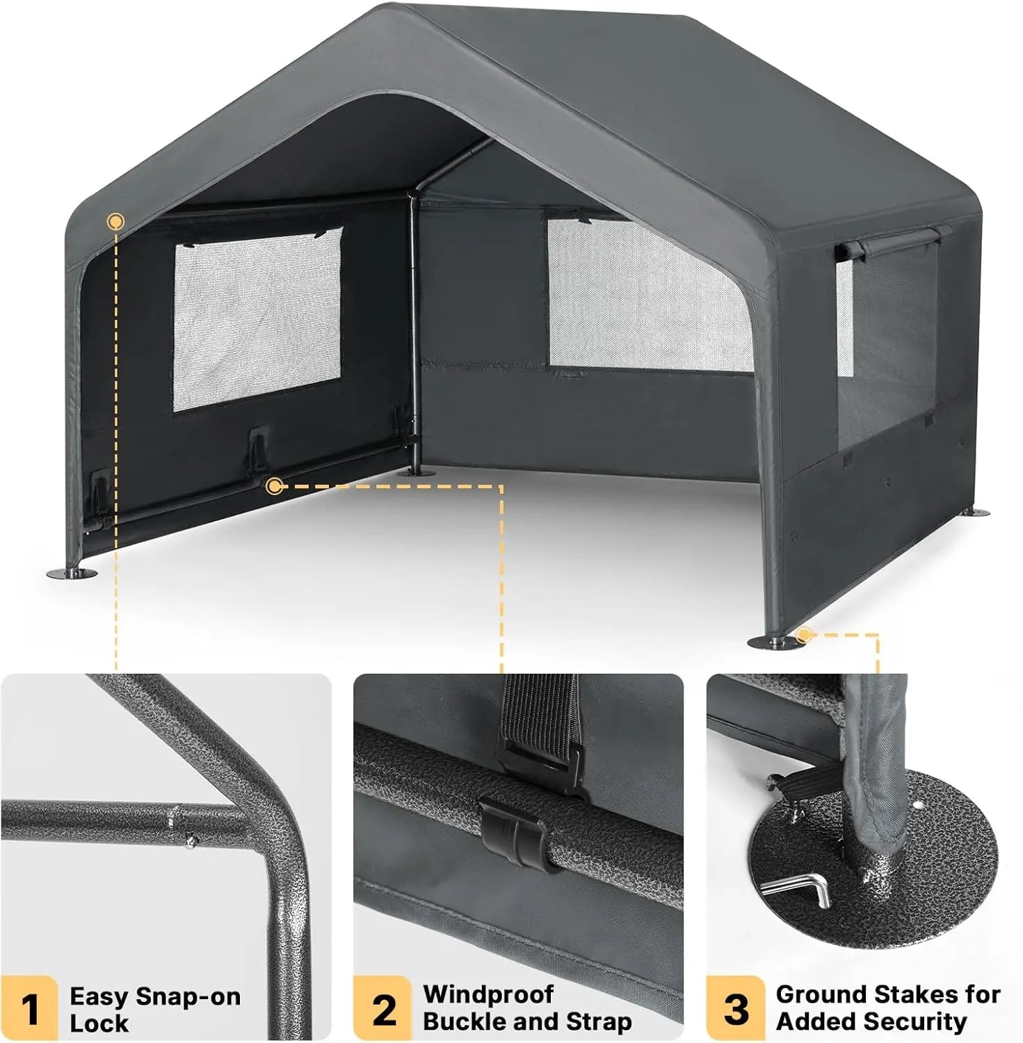 Veehoo Extra Large Dog House Outdoor with Elevated Bed 4.1' X 4.1' X 3.3' Weatherproof Shelter for Pets Grey All-Weather Comfort & Easy Assembly