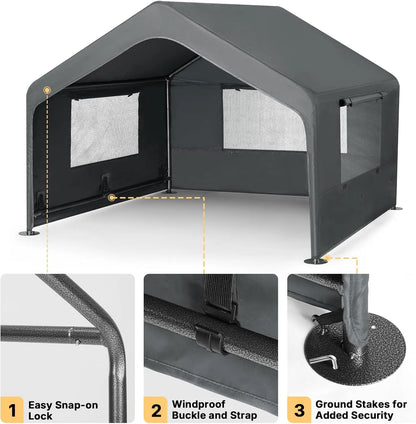 Veehoo Extra Large Dog House Outdoor with Elevated Bed 4.1' X 4.1' X 3.3' Weatherproof Shelter for Pets Grey All-Weather Comfort & Easy Assembly